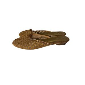 Gold‎ Mesh Embellished Womens 8 Slip-On Flats By Metro - Size 39